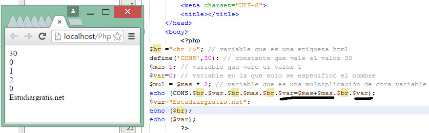 Ejemplo tipos de variables en PHP