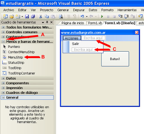 Realizar un menu en Visual Basic 2005 Express