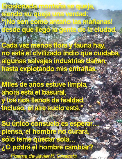 Poema y foto ecología, basura, contaminación ambiental