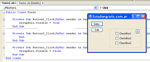 Ejemplo programasion en microsoft Visual Basic Express