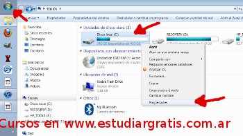 Propiedades de medio de almacenamiento en Windows 7