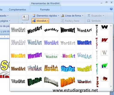 insertar wordart en microsoft word 2007